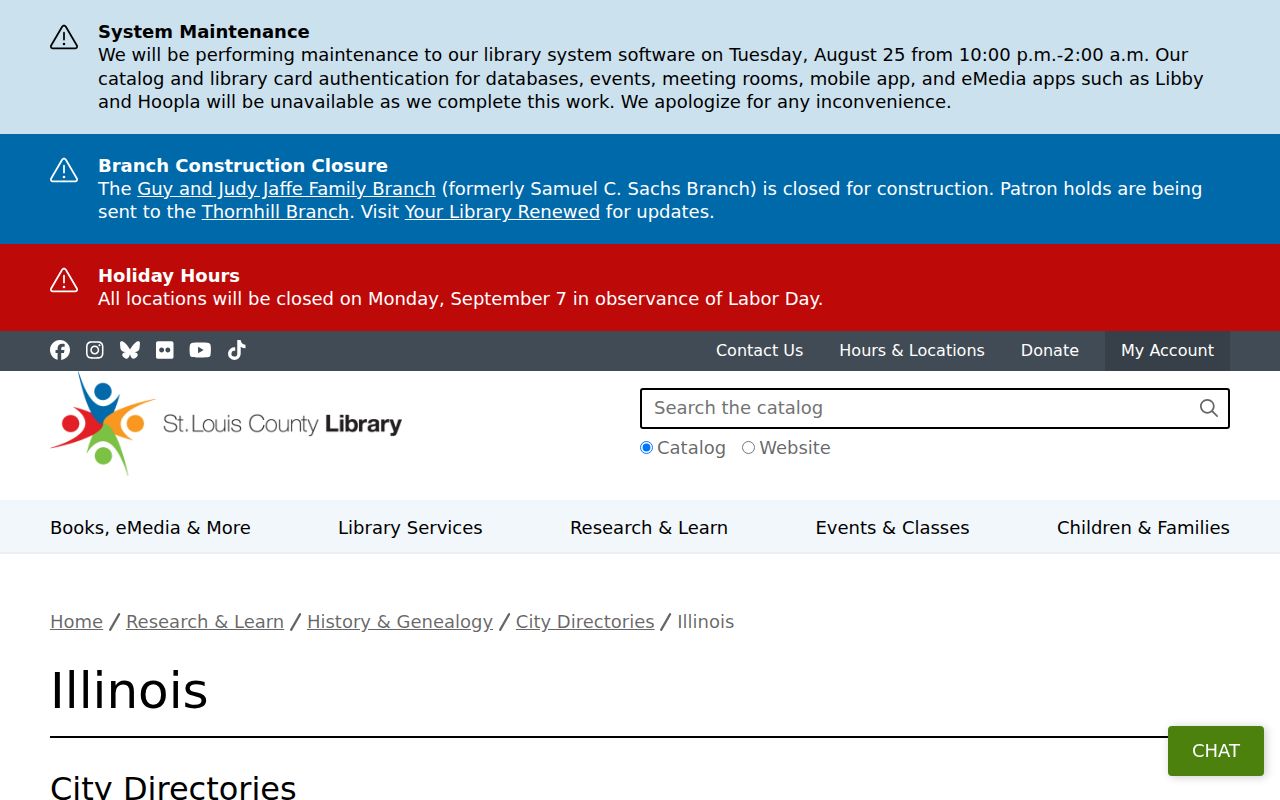 Madison County city directory holdings at St. Louis County Library