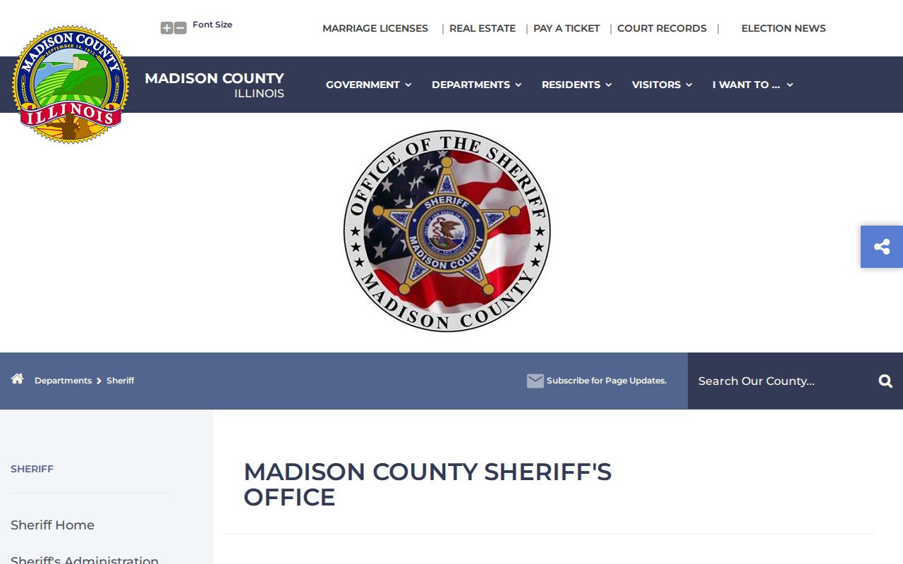 Madison County neighbors Sheriff public information page