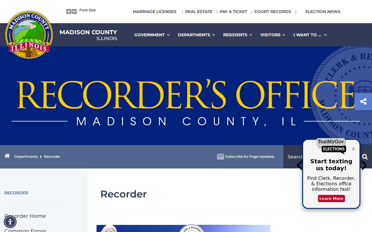 Madison County previous residents Recorder office and historic coverage