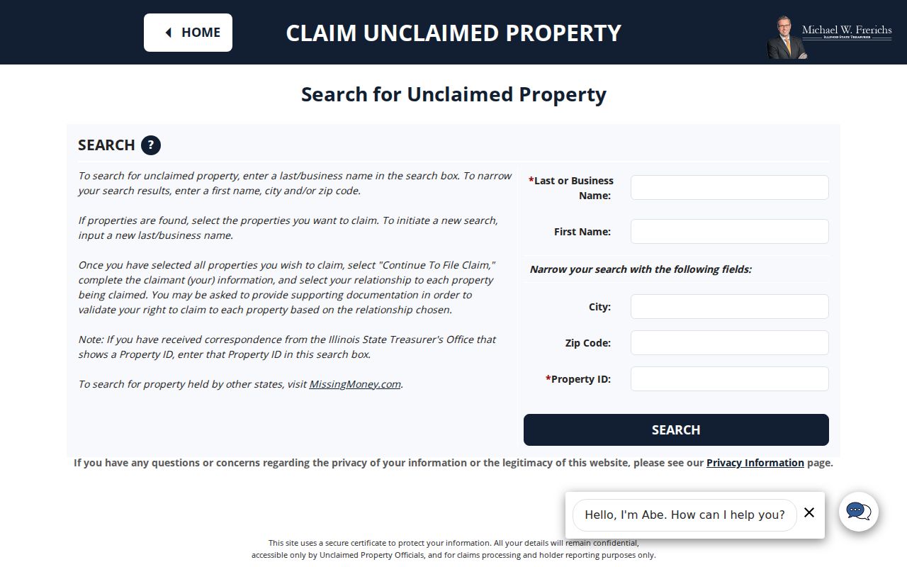 Madison County resident lookup unclaimed property search