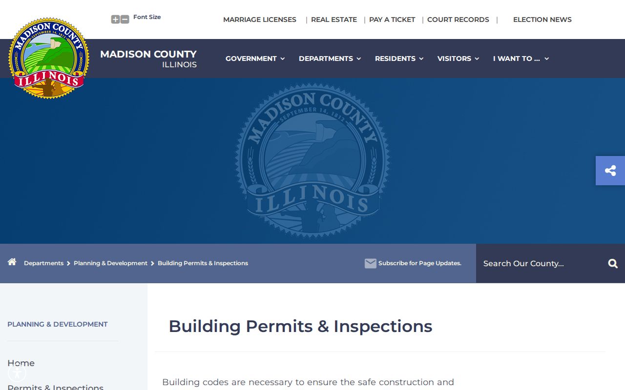 Madison County street directory permit and inspection access