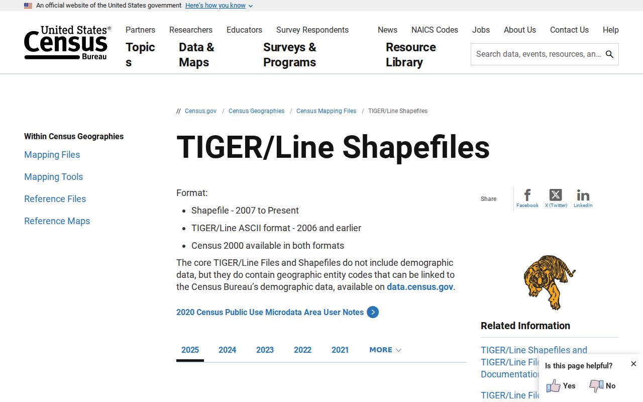 Madison County ZIP code directory Census TIGER mapping files